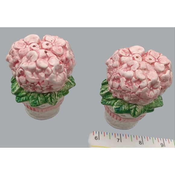 Vintage  COCI 1990 Hyacinth Salt & Pepper Shakers Floral Ceramic Kitchen Decor - Picture 4 of 6